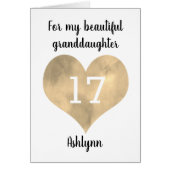 Gold Waterverf Heart 17e verjaardag (Voorkant)