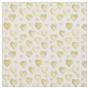 Gold Waterverf Hearts Stof