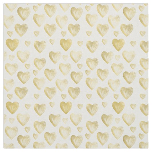 Gold Waterverf Hearts Stof (Swatch)