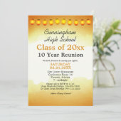 Gold Waterverf High School Class Reunion Sjabloon Kaart (Staand voorkant)