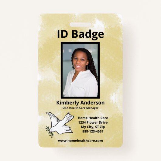 Gold Waterverf Medewerker Foto Naam Logo ID Badge (Voorkant)