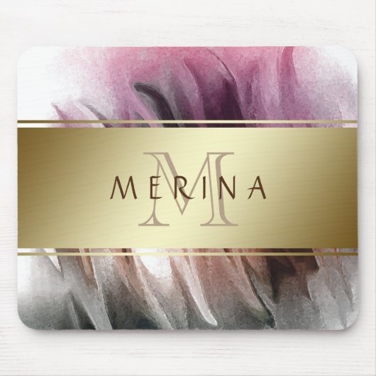 Gold Waterverf Monogram aanpassen Muismat (Voorkant)