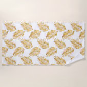 Gold Waterverf Palm Fronts Pattern Strandlaken (Voorkant)