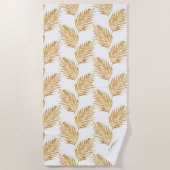 Gold Waterverf Palm Fronts Pattern Strandlaken (Voorkant)