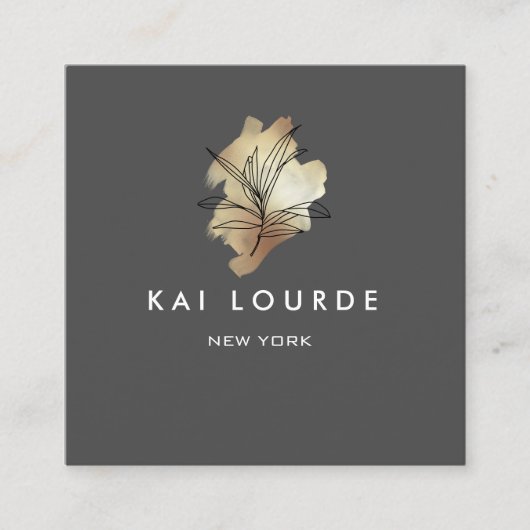 Gold Waterverf Plant donkergrijs Visitekaartje (Voorkant)