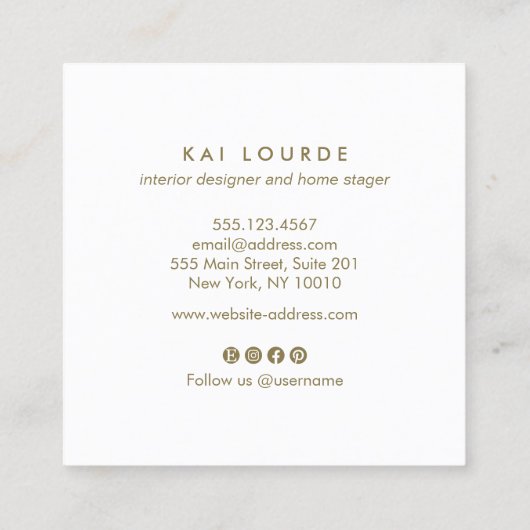 Gold Waterverf Plant donkergrijs Visitekaartje (Achterkant)