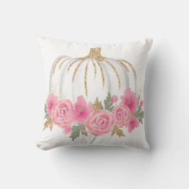 Gold Waterverf Pumpkin Pink Floral Kussen