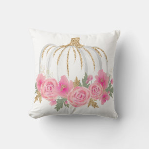 Gold Waterverf Pumpkin Pink Floral Kussen