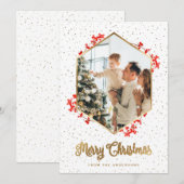 Gold Waterverf Red Berries Feestdagenkaart (Voorkant / Achterkant)