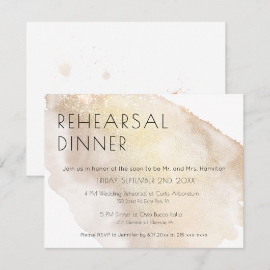 Gold Waterverf repetitie - Kaart in de binnenste b (Voorkant / Achterkant)