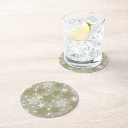 Gold Waterverf Stars Ronde Kartonnen Onderzetter (Insitu)