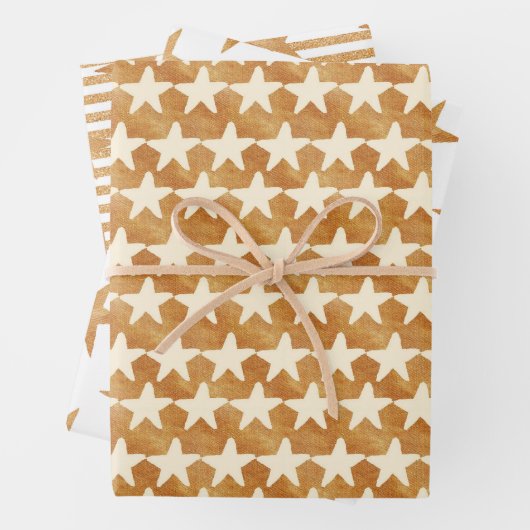 Gold Waterverf sterft Kerstmis Inpakpapier Vel (In situ)