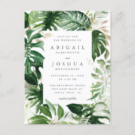 Gold & Waterverf Tropical Greenery Wedding Uitnodiging Briefkaart