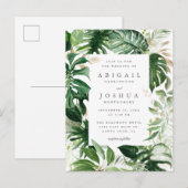 Gold & Waterverf Tropical Greenery Wedding Uitnodiging Briefkaart (Voorkant / Achterkant)