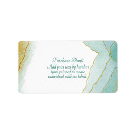 Gold Waterverf Turquoise-adres Etiket
