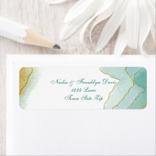 Gold Waterverf Turquoise Return-adres Etiket
