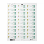 Gold Waterverf Turquoise Return-adres Etiket (Full Sheet)