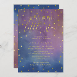 Gold & Waterverf Twinkle Little Star Baby shower Kaart