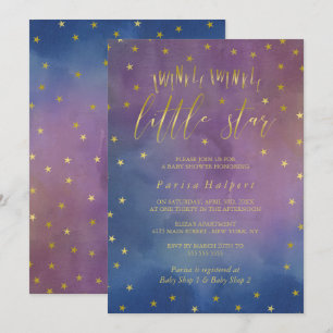Gold & Waterverf Twinkle Little Star-Baby shower Kaart