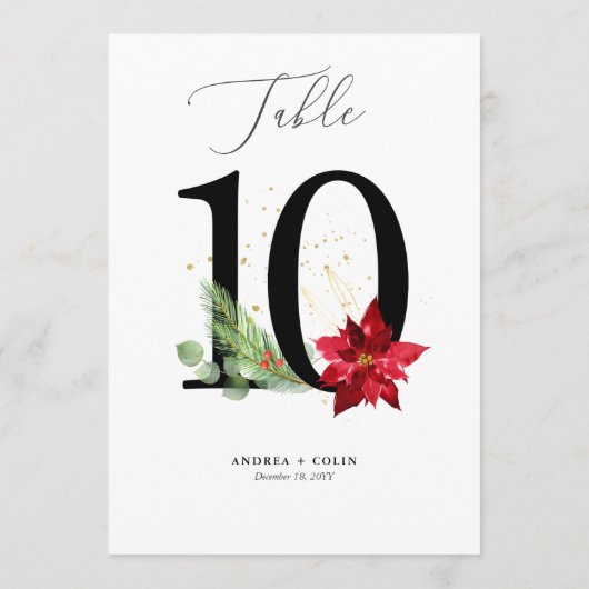 Gold Waterverf Vakantie Botanische Tabel Nummer 10 Programmakaart (Achterkant)