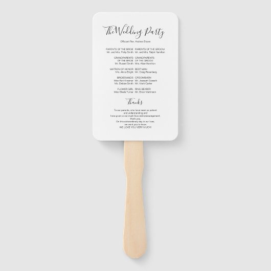 Gold Waterverf Wedding Ceremony-programma Handwaaier (Achterkant)