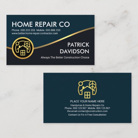 Gold Wave Blauw Grijs Lagen Handyman Visitekaartje (Voorkant / Achterkant)