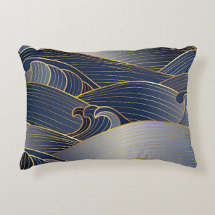 Gold Wave Lines, Abstract . Accent Kussen