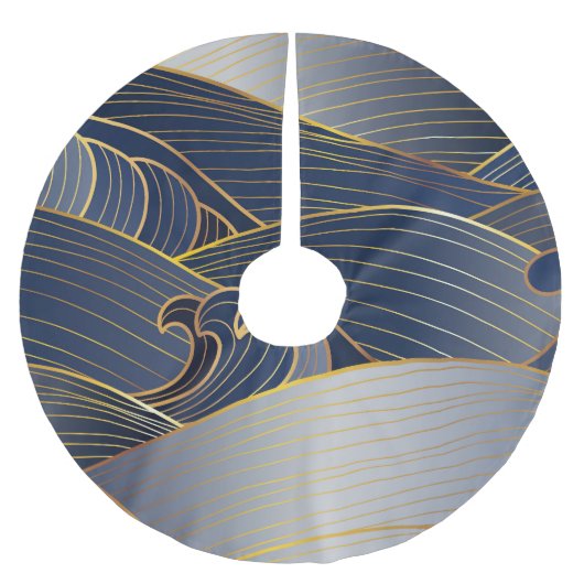 Gold Wave Lines, Abstract . Kerstboom Rok (Voorkant)