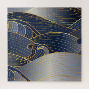Gold Wave Lines, Abstract . Legpuzzel