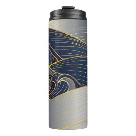 Gold Wave Lines, Abstract . Thermosbeker (Voorkant)