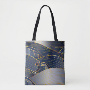 Gold Wave Lines, Abstract . Tote Bag