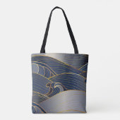 Gold Wave Lines, Abstract . Tote Bag (Achterkant)