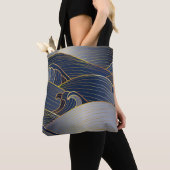 Gold Wave Lines, Abstract . Tote Bag (Dichtbij)