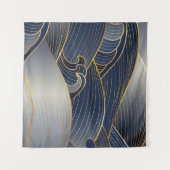 Gold Wave Lines, Abstract . Wandkleed (Voorkant (horizontaal))