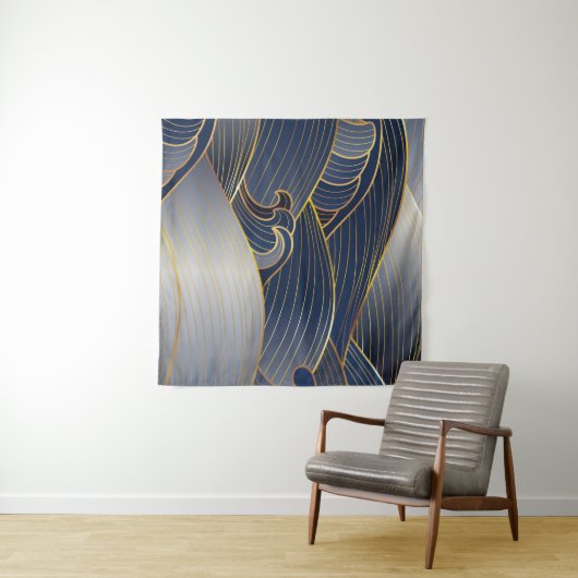 Gold Wave Lines, Abstract . Wandkleed (In Situ (horizontaal))