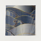 Gold Wave Lines, Abstract . Wandkleed (Voorkant)