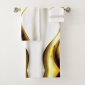 Gold Wave on White Bad Handdoek (Insitu)