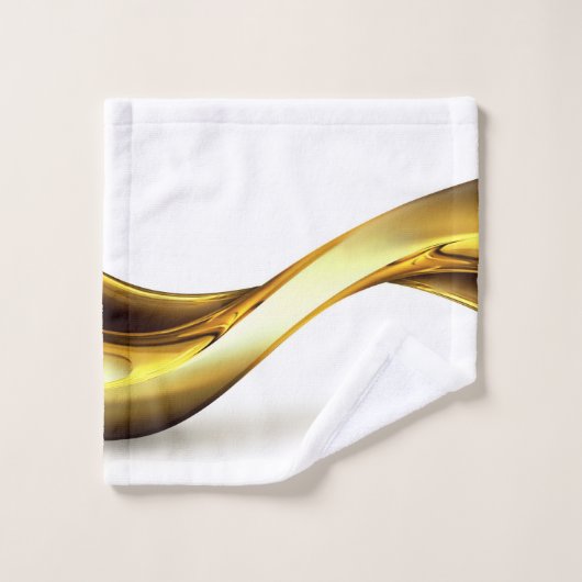 Gold Wave on White Bad Handdoek (Wasdoekje)