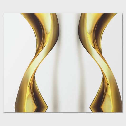 Gold Wave on White  Cadeaupapier (Vlak)