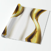 Gold Wave on White  Cadeaupapier (Uitgerold)