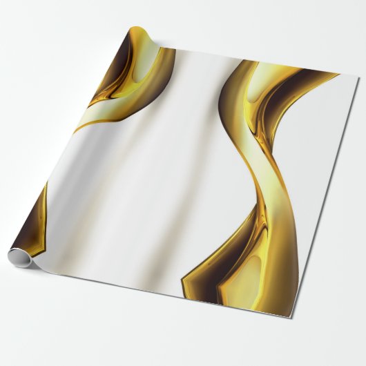 Gold Wave on White  Cadeaupapier (Uitgerold)