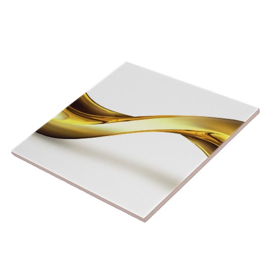 Gold Wave on White Tegeltje (Zijkant)