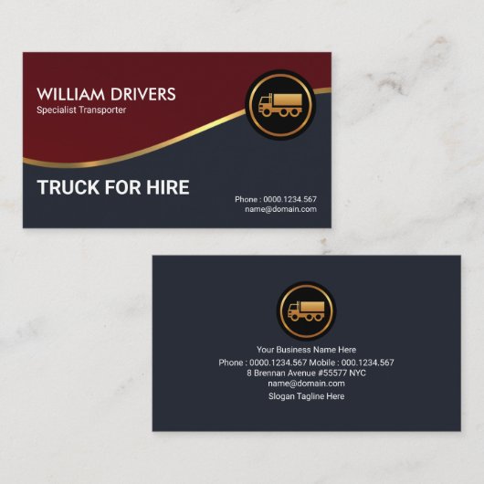 Gold Wave Professional Red Grey Truck-driver Visitekaartje (Voorkant / Achterkant)