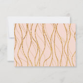 Gold Waves Handschrift Blush Pink Vriendelijk Antw RSVP Kaartje (Achterkant)