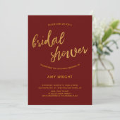 Gold Waves Handschrift Bourgogne Rood Vrijgezellen Kaart (Staand voorkant)