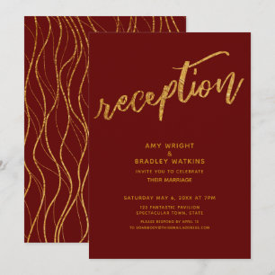 Gold Waves Handschrift Bourgondische bruiloft rece Kaart