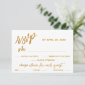 Gold Waves Handschrift Witte Diner Opties RSVP Kaartje (Staand voorkant)