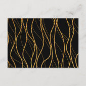 Gold Waves & Handwriting Black Wedding Website Informatiekaartje (Achterkant)