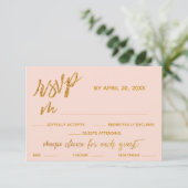 Gold Waves Handwriting Blush Pink Diner Opties RSVP Kaartje (Staand voorkant)