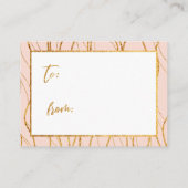 Gold Waves & Handwriting Blush Pink Display Douche Informatiekaartje (Achterkant)